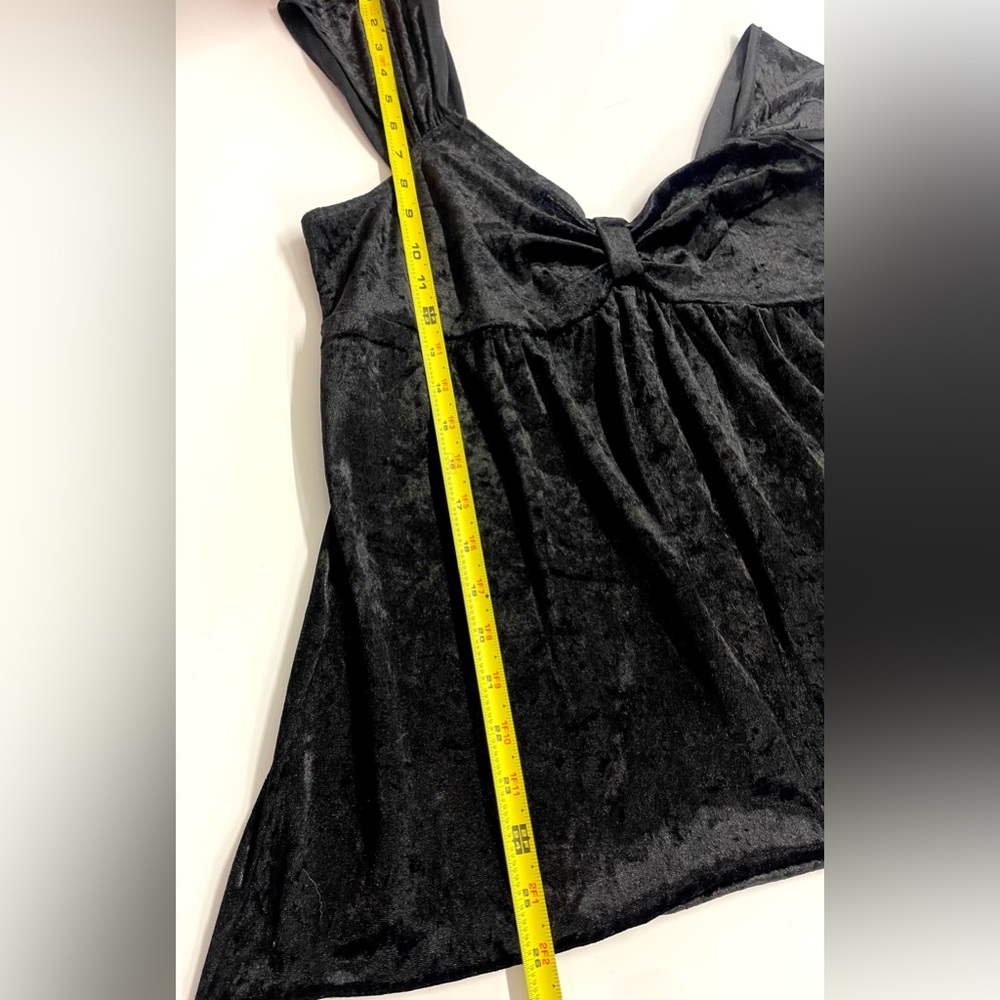 Y2K Babydoll Cocomo Black Velour Empire Waist Tank Top Witchy Whimsygoth XL‎ - Picture 5 of 5
